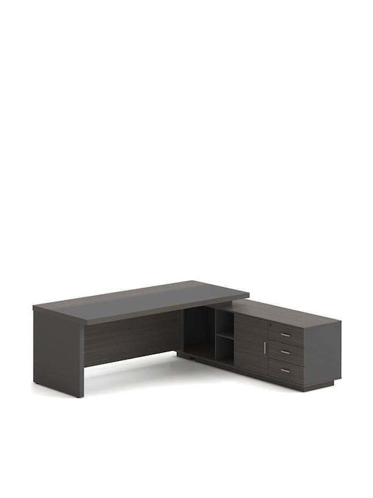 Vip Γραφείο Δεξιά Γωνία Απόχρωση Grey Walnut Εο929 R Καρυδί Γκρι Melamine 200x180x75cm 1τμχ