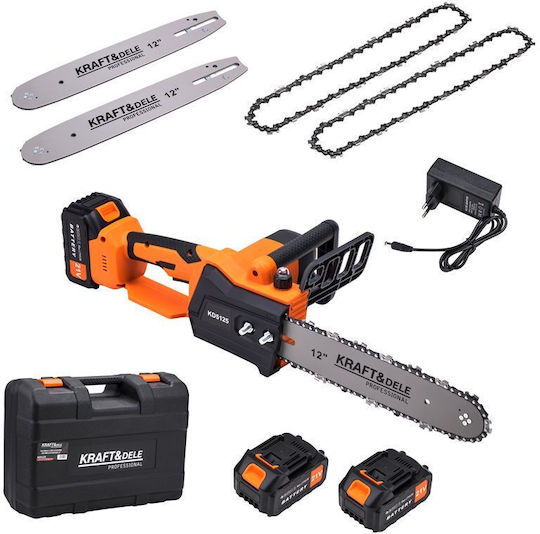 Kraft & Dele Motoferăstrău cu Baterie 2x4Ah 21V 5.5kg cu Lamă 30.48cm