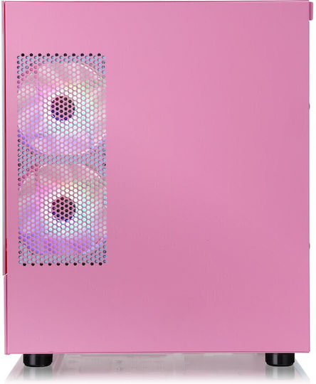 Thermaltake View 170 TG Gaming Micro Tower Computer Case with Side Window and ARGB Lighting Pink
