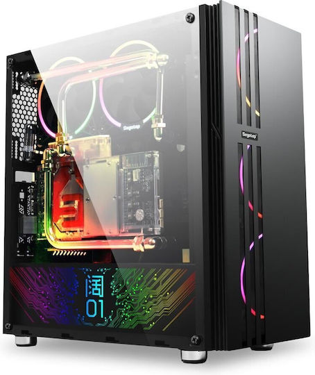 Segotep Fenix 2 Gaming Midi-Turm Computergehäuse mit Seitenfenster Schwarz