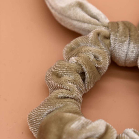 Scrunchies Βελουτέ Λαστιχάκι Μαλλιών Αυτάκια Μπεζ
