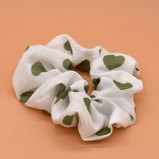 Scrunchy Herzchen Haargummi Weiß Grün