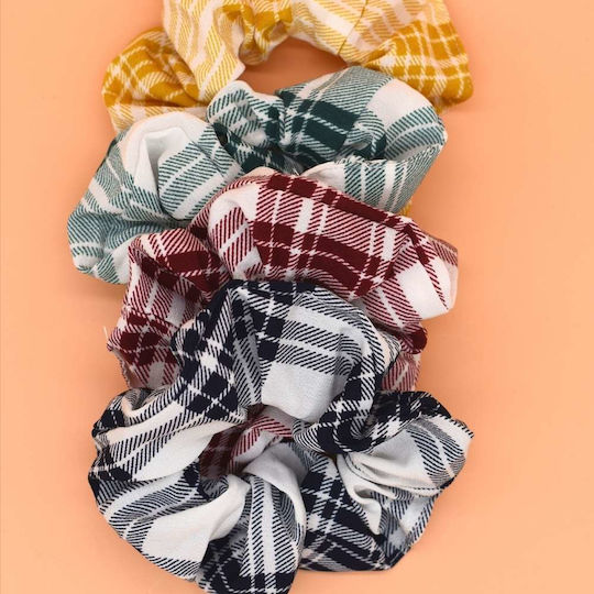 Scrunchy Καρό Λαστιχάκι Μαλλιών Ροζ