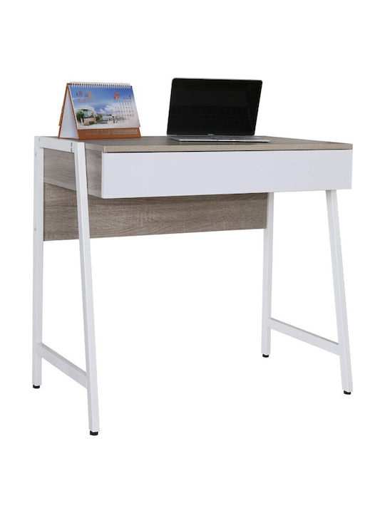 Nextdeco Schreibtisch Holz Weiß mit Metallbeinen 84x48x76cm