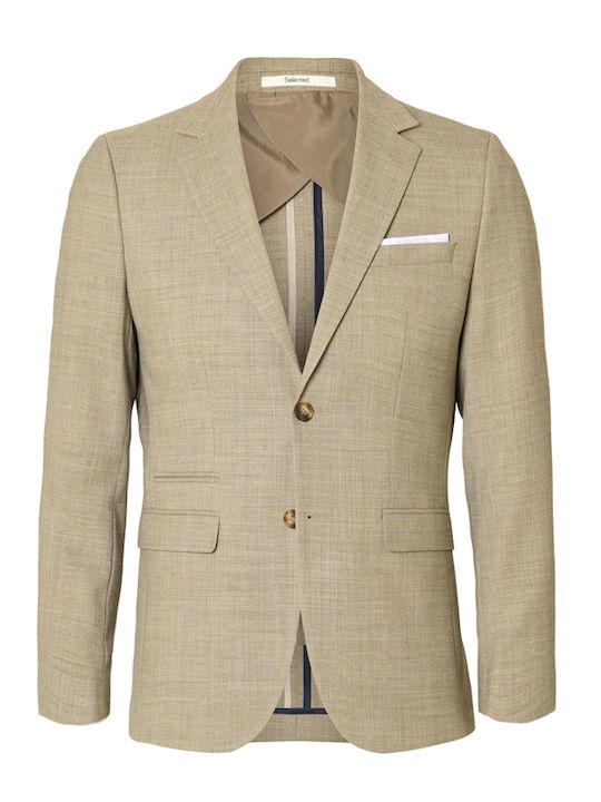 Summer Men’s Suit Jacket With Slim Fit Beige