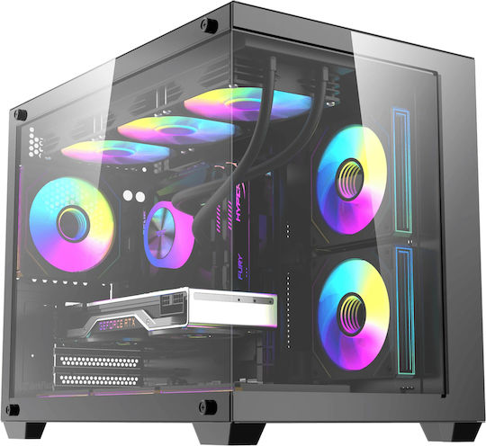 Darkflash B275 Pro Gaming Mini Tower Κουτί Υπολογιστή με Πλαϊνό Παράθυρο και ARGB Φωτισμό Μαύρο