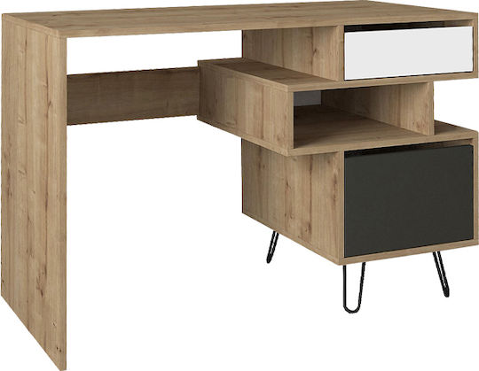 Γραφείο Enola 120x60x79.4εκ. Grey - Oak - Black