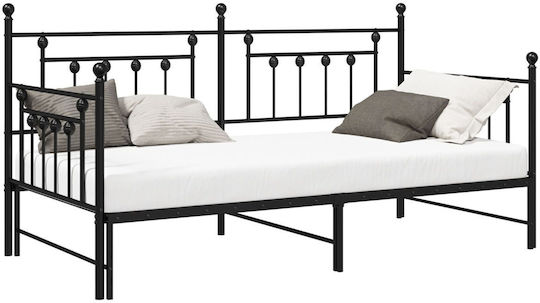 Καναπές Κρεβάτι Μονό για Στρώμα 100x190cm Μαύρο Καναπές Κρεβάτι Μονό για Στρώμα 100x190cm Μαύρο