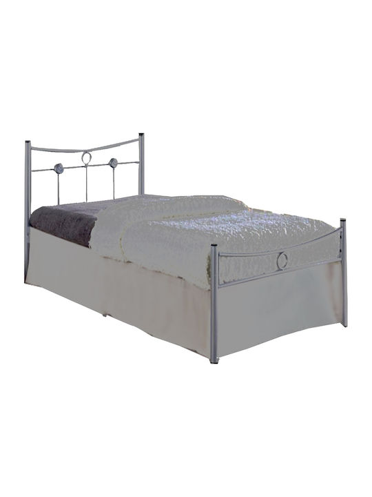 Dugan Bett Einzel Metallisch Silber Für Matratze 90x200cm E8068,1