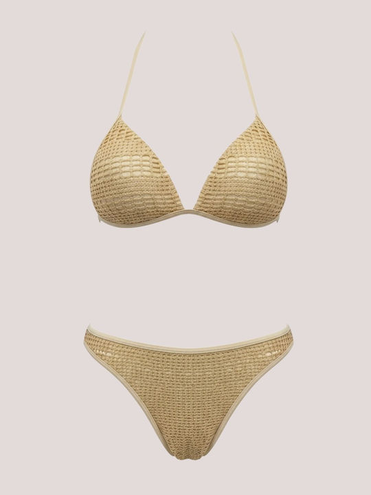 Set Bikini Τριγωνάκι Push Up Χρυσό