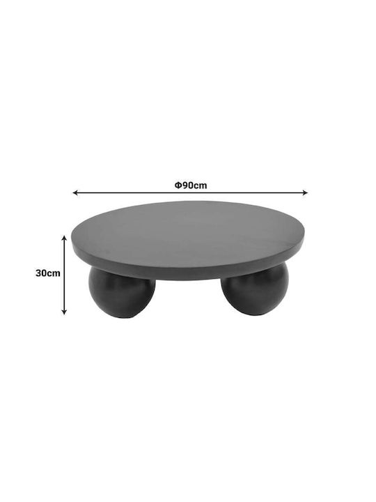 Round Central Coffee Table Fedena Made of Solid Wood Ø90 L90xW90xH30cm