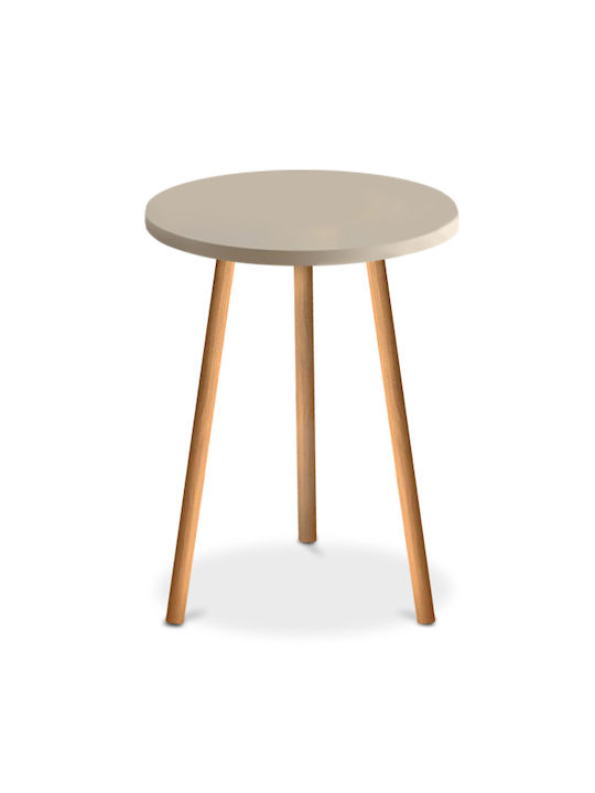 Round Side Table Roma Wooden Cream L33.5xW33.5xH46cm