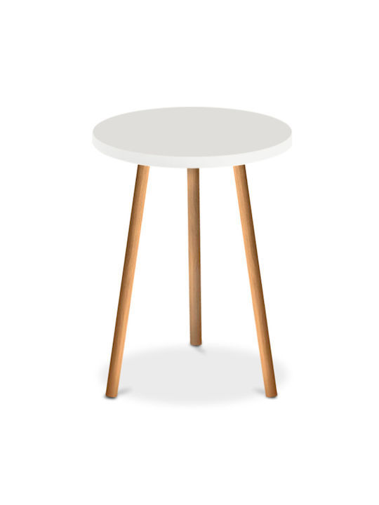 Round Side Table Roma Wooden White M33.5xW33.5xH46cm