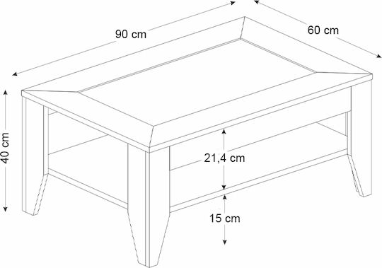Rectangular Central Coffee Table Madura Wooden Beige W90xL60xH40cm