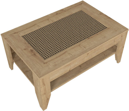 Rectangular Central Coffee Table Madura Wooden Beige W90xL60xH40cm