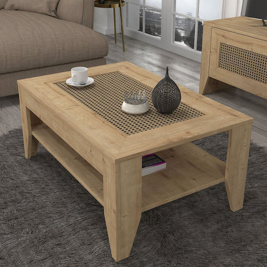 Rectangular Central Coffee Table Madura Wooden Beige W90xL60xH40cm