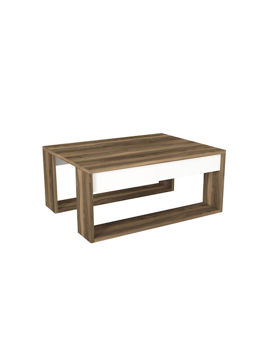 Rectangular Central Coffee Table Gorder Wooden Brown M80xW60xH35cm