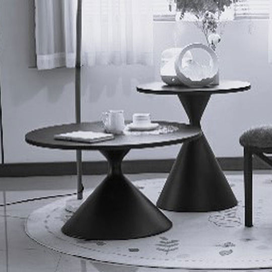 Masă Laterală Rotundă Mese De Cafea Knot Crem 2 Buc M70xL70xÎ40cm