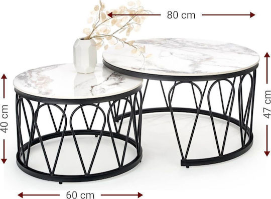 Set Zigon Rotund Vitro Metalic Alb 2 Buc M80xL80xH47cm