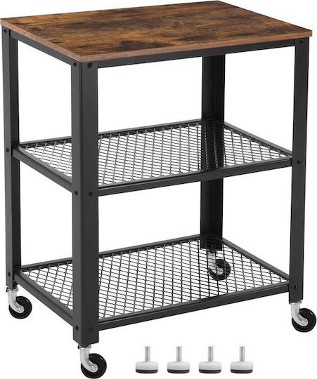 Side Table with Wheels Brown