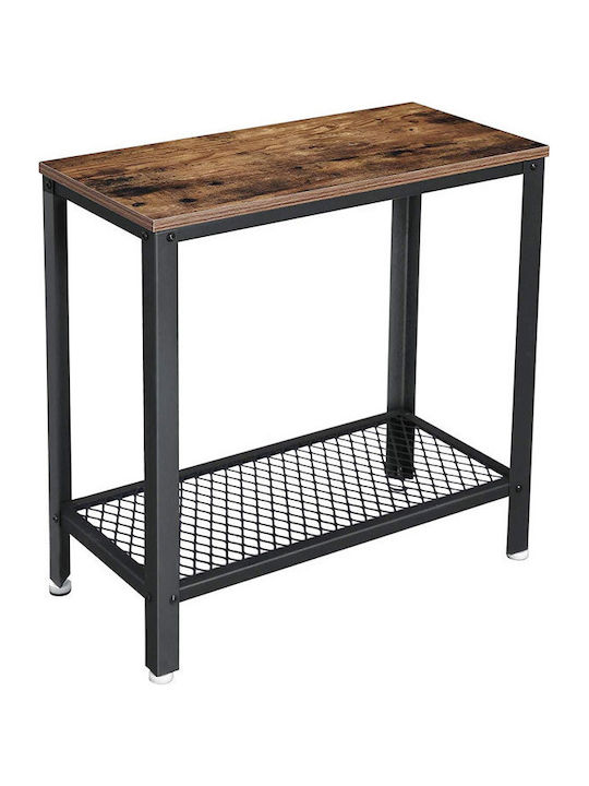 Rectangular Wooden Side Table Brown 60x30x60cm