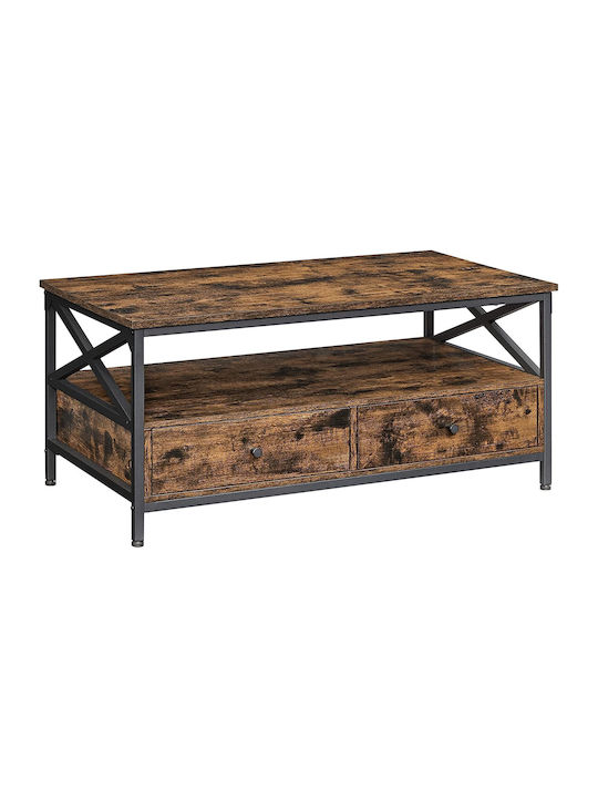 Rectangular Central Wooden Brown Coffee Table W100xD55xH45cm