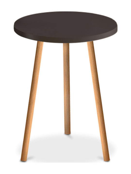 Round Side Coffee Table Roma Wooden Brown W33.5xL33.5xH46cm