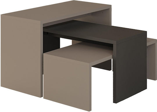 Set Zigon Rectangular Kantar Lemn Antracit - Moca 3 Buc M65xL30xÎ39cm