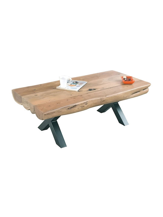 Rechteckiges Zentral Kaffeetisch Kiran aus Massivholz Beige M118xT60xH40cm