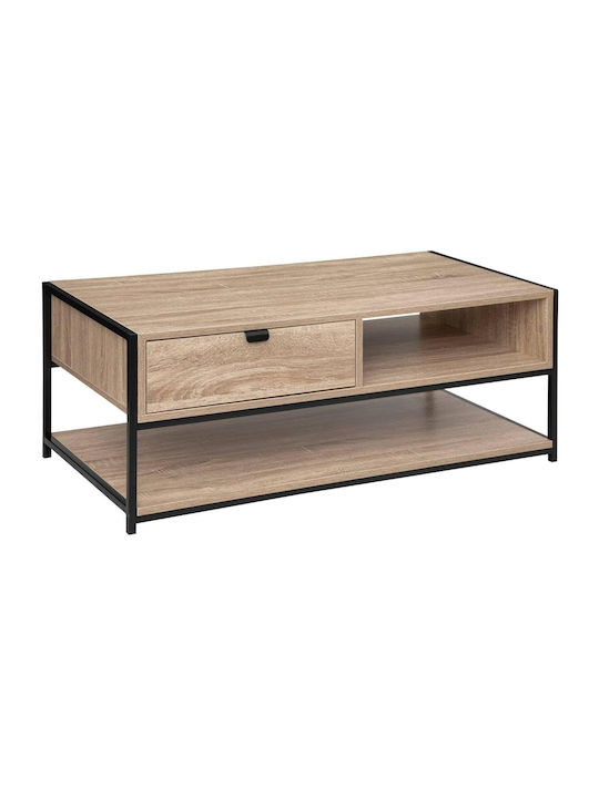 Rectangular Central Coffee Table Aliaj Wooden with Drawers Beige W100xL40xH50cm