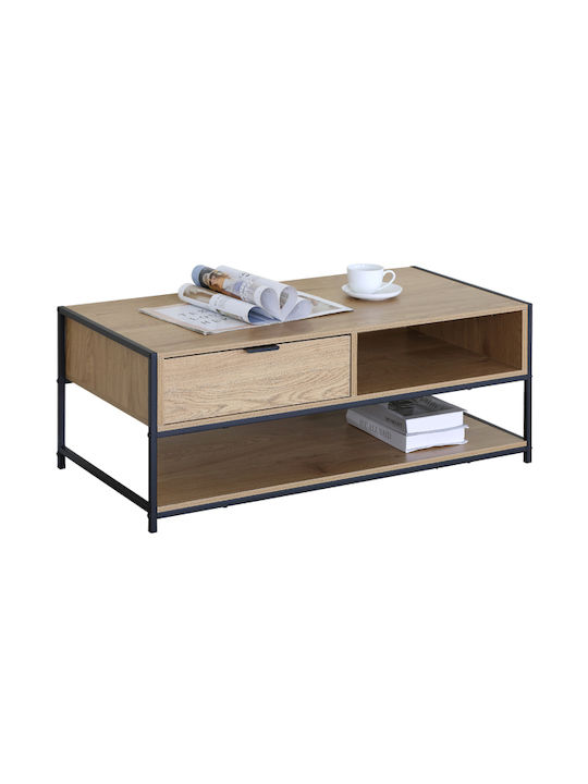 Rectangular Central Coffee Table Kouros-10040 Metal Sonoma Black W100xD50xH40cm