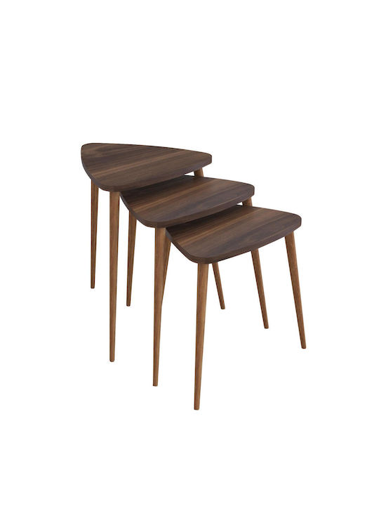 ArteLibre Beistelltisch Abidemi Holz Nussbaum 3 Stück M35xL35xH52cm