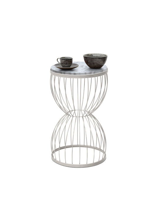 Round Side Table Pino Wooden White M35xL35xH58cm