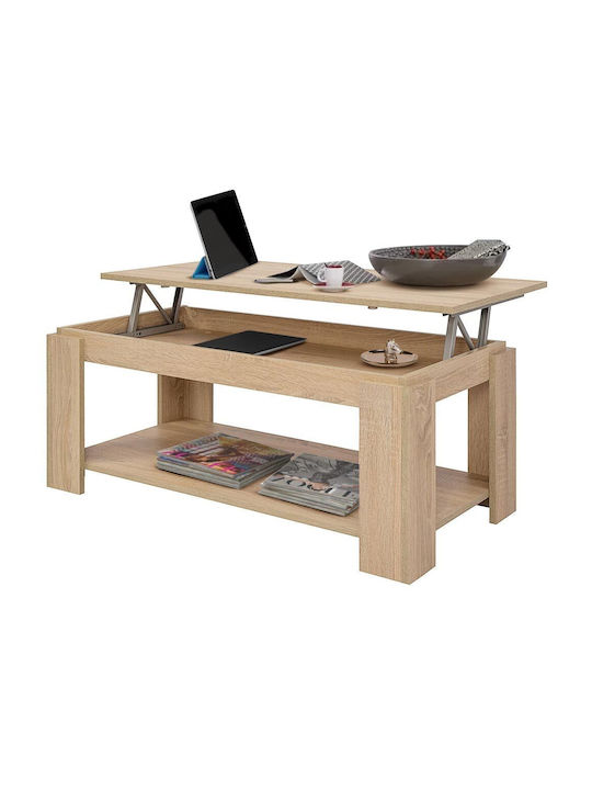 Rectangular Side Wooden Coffee Table with Lifting Mechanism Beige W50xL100xH43cm