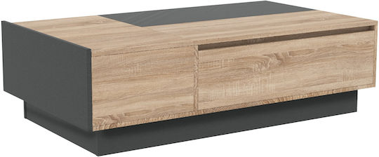 Rectangular Central Loft Wooden Coffee Table with Drawers Beige W125xL66xH43cm