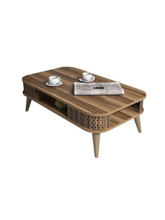 Rectangular Central Wooden Walnut Coffee Table W105xD60xH34.6cm