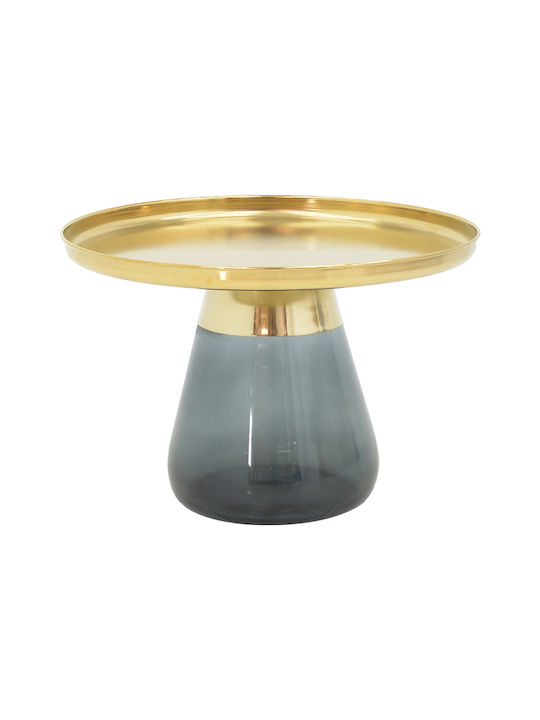 Pakketo Rundes Zentral Kaffeetisch Lafo Glas Gold Chrom-Matt Schwarz M60xL60xH42cm