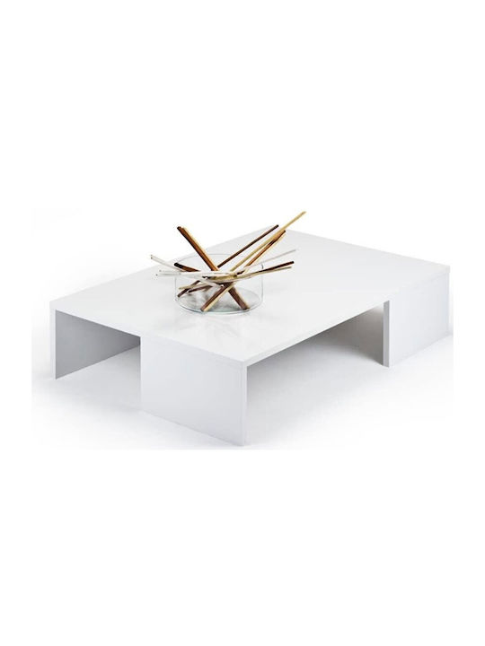 Rectangular Central Wooden White Coffee Table W90xL60xH21cm