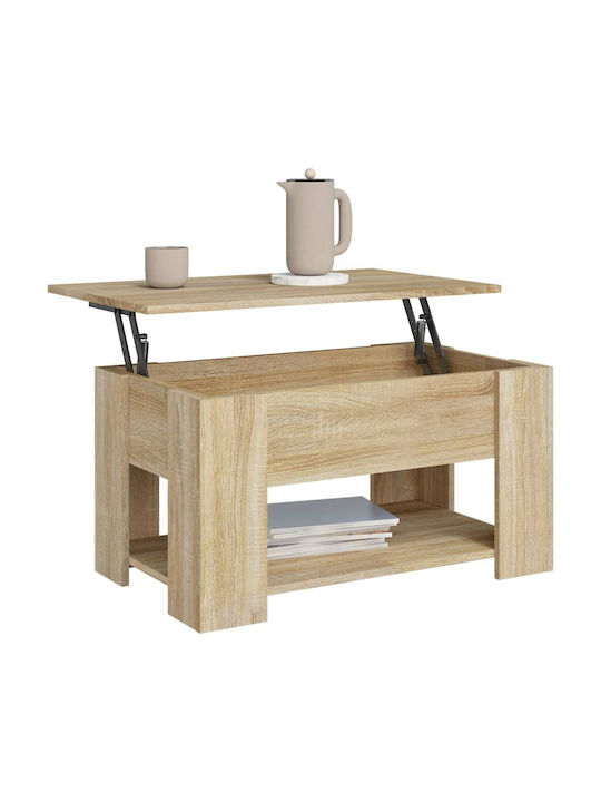 vidaXL Rechteckiges Zentral Kaffeetisch Aus Holz Mit Hebemechanismus Beige M79xB49xH41cm