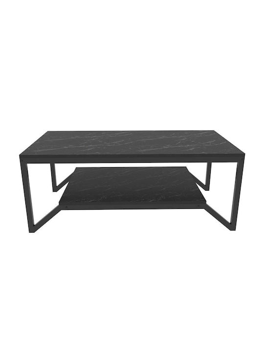 Ορθογώνιο Κεντρικό Τραπεζάκι Flora Marble Effect Black Μ120xΠ60xΥ45.8εκ.