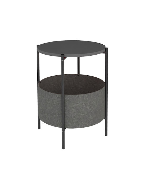 Round Side Coffee Table Kalid Wooden Anthracite W43xL43xH60cm