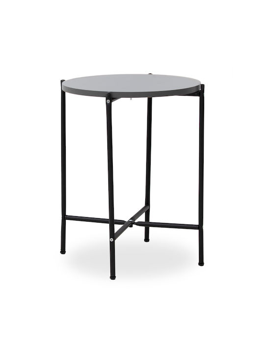 Round Side Table Nalda Wooden Anthracite 43x43x56.5 cm