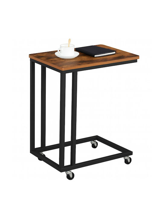 Rechteckiger Beistelltisch Holz mit Rädern Schwarz M50xB35xH60cm Zola