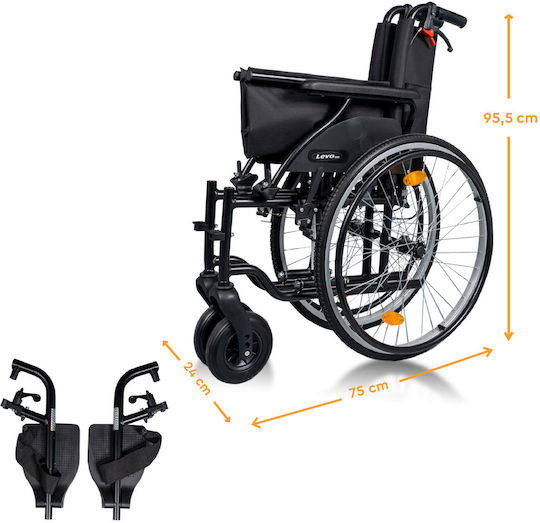Mobiak Levo Αναπηρικό Αμαξίδιο 24" Πτυσσόμενο 41cm 0810840 Μαύρο