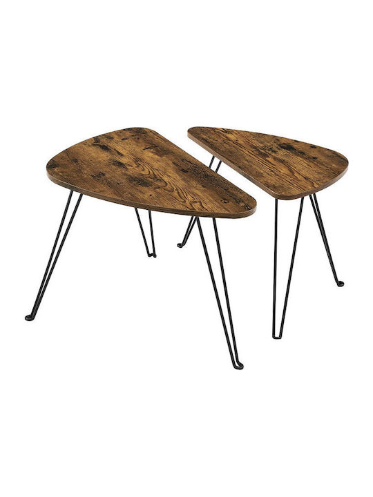 Oval Central Wooden Coffee Table Brown 2 Pieces 2 Pieces W60xL38xH47.5cm