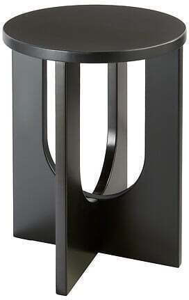 Round Black Wooden Side Coffee Table W40xL40xH50.5cm