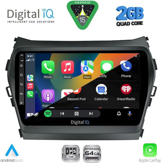 Digital IQ Car Audio System for Hyundai iX45 / Santa Fe 2013-2017 (Bluetooth/USB/WiFi/GPS/Apple-Carplay/Android-Auto) with Touch Screen 9"