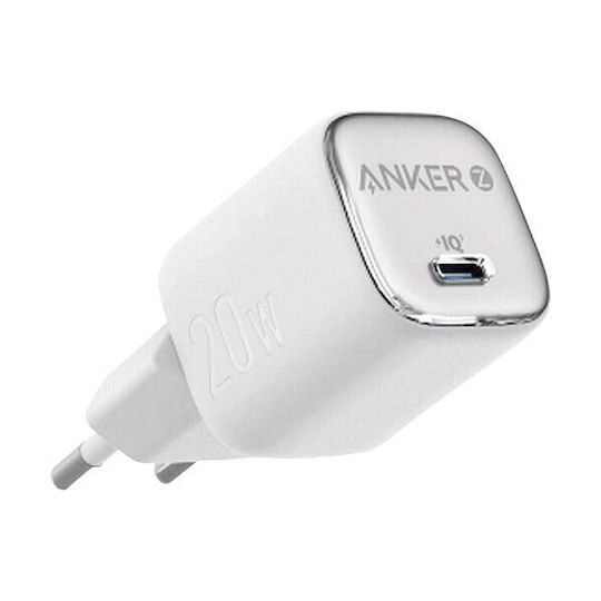 Anker Charger Without Cable with USB-C Port 20W Power Delivery Whites (Zolo)