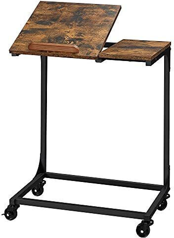Vasagle Side Table with Wheels Rustic Brown and Black