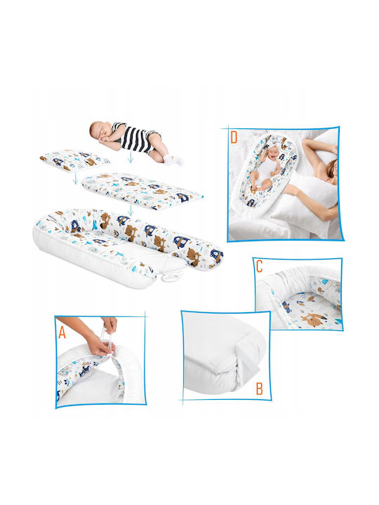 Les Deglingos Baby Nest Pillow Bear And Fox White